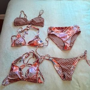 Quintsoul Bikini set Reversible 5 piece  mix & match set NWOT Size Small